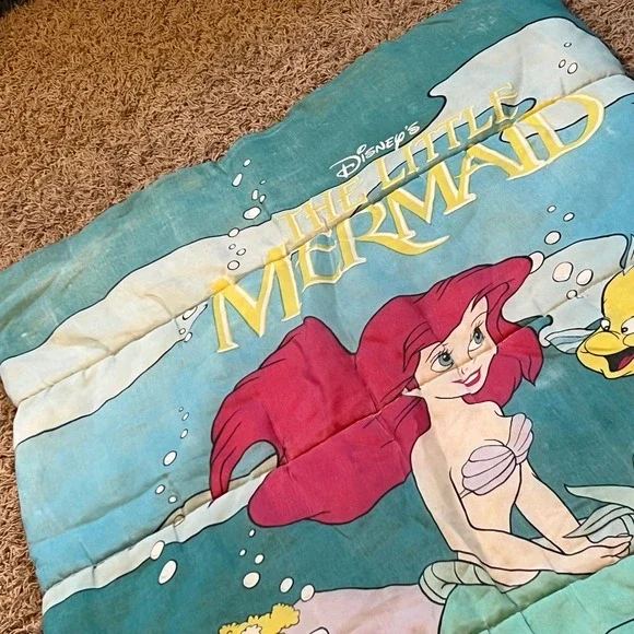 Vintage Disney The Little Mermaid Sleeping Bag Ariel Flounder Sebastian ERO 90s