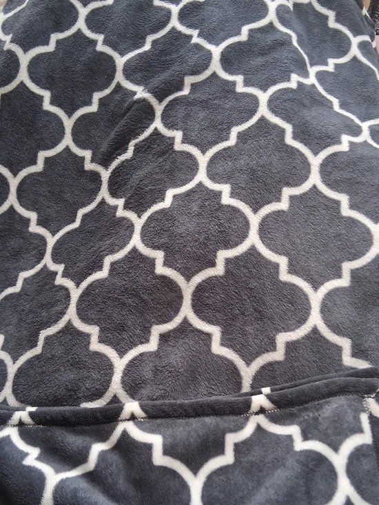 Port Authority Gray and White  Plush Throw Blanket FREE WITH $20 PURCHASE