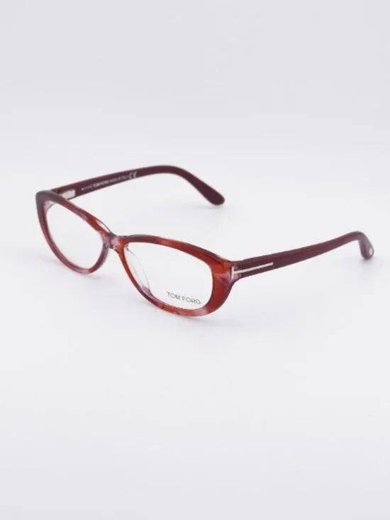Tom Ford FT5226 068 Eyeglasses Transparent Stripped Red 54mm Oval Frame