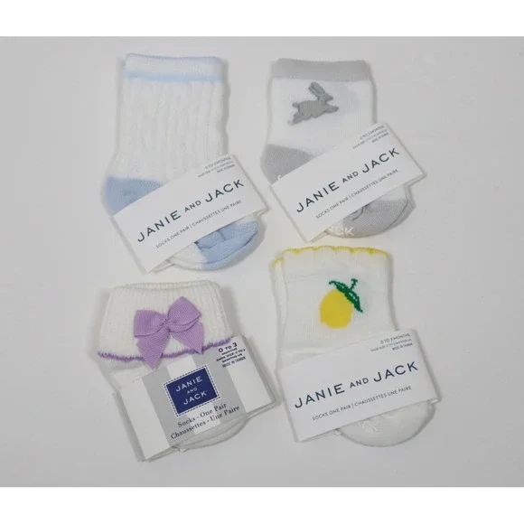 Janie and Jack Baby Girls 4 Pack‎ of Socks - Size 0-3M