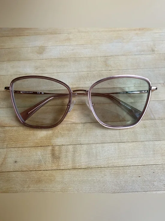 Longchamp Rose Gold Cat-Eye Metal Frame Glasses