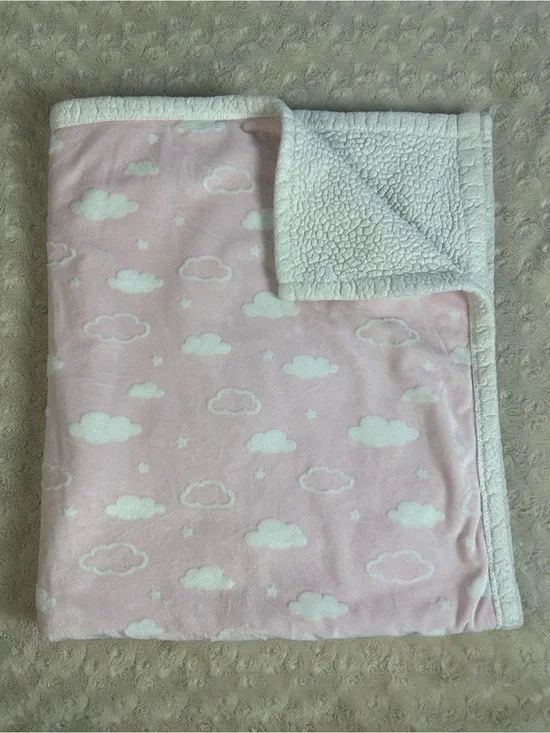 TL Care Pink White Clouds American Baby Company Blanket Sherpa Lovey
