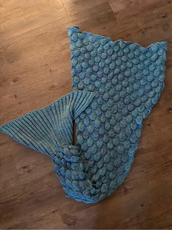Handmade Mermaid Tail Blanket in Blue-Green