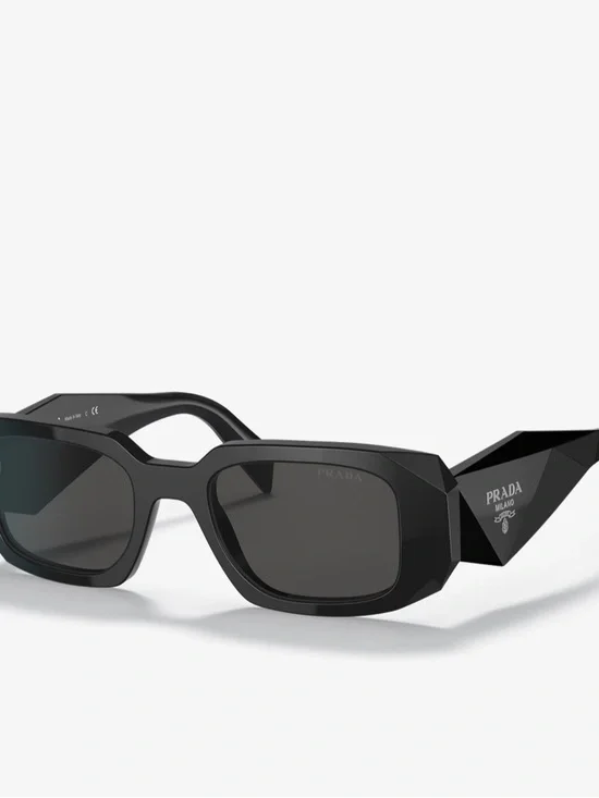 Prada Black Faceted Temple Sunglasses