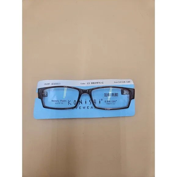 Konishi Eyewear Eyeglass Frames KM5011 C2 Brown/C 52-18-140  Memory Plastic New