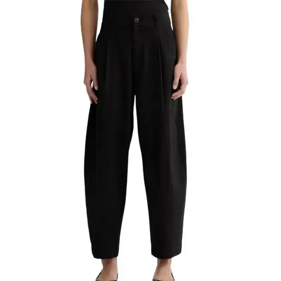 NWT Everlane The Everywhere Pant Barrel Leg Stretch Linen Black Size 2
