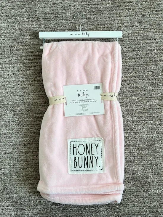 NWT Rae Dunn Pink ‘Honey Bunny’ Baby Blanket