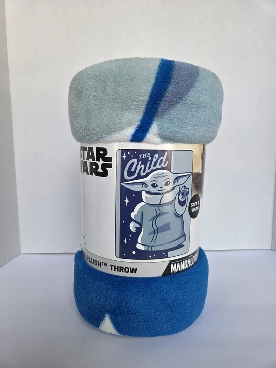 Brand New Star Wars The Child Plush Throw - Light Blue, Blue, Gray