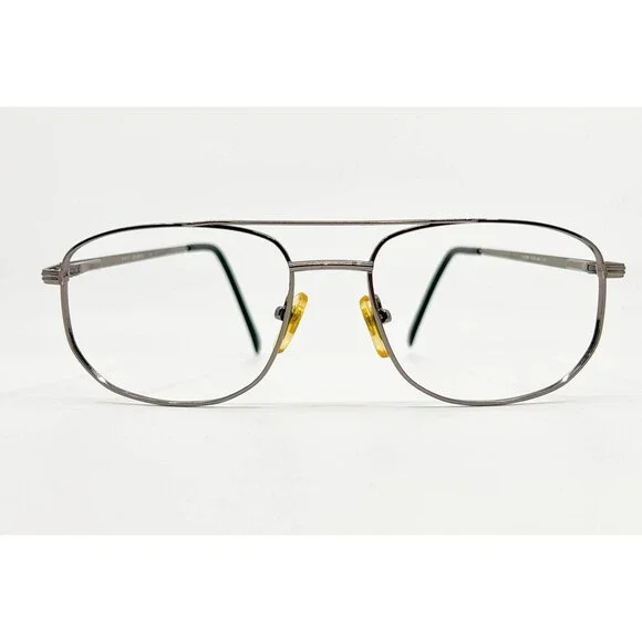 Silver Dollar Scott Eyeglasses Mens Gray Double Bridge Aviator Frames 55-17-145