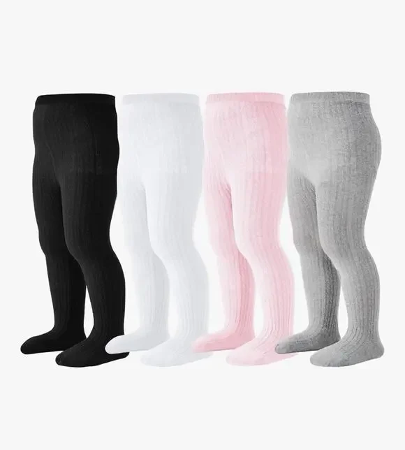 Mini angel Baby Tights Cotton Warm Tights Pink/White/Gray/Black 4pk XS 3-6 M