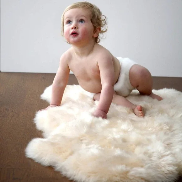 Auskin Infantcare Long Wool Sheepskin Single Rug Bone 31.5