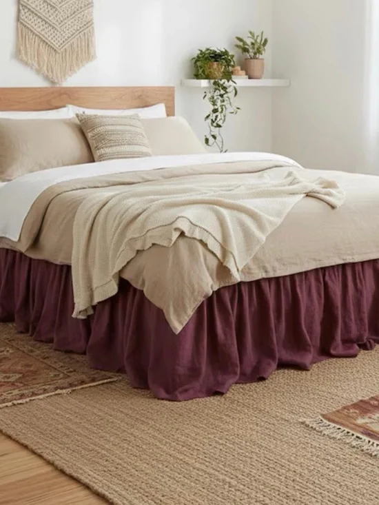 Handmade linen bed skirt- California king
