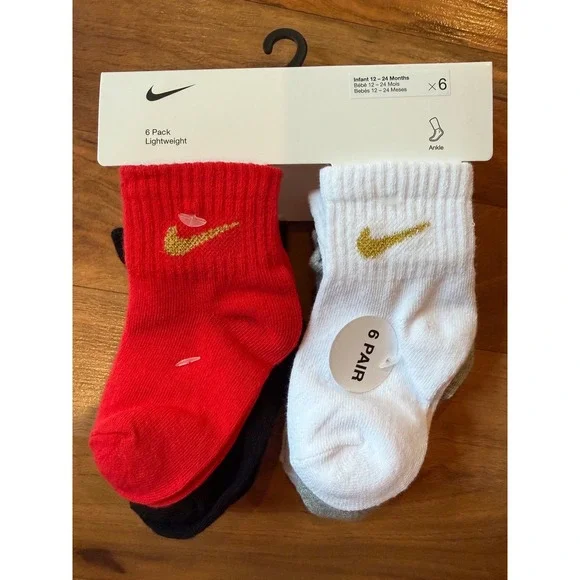 Nike Ankle Socks Infant 12-24M Multicolor NEW 6-Pack Lightweight NN1169-U10