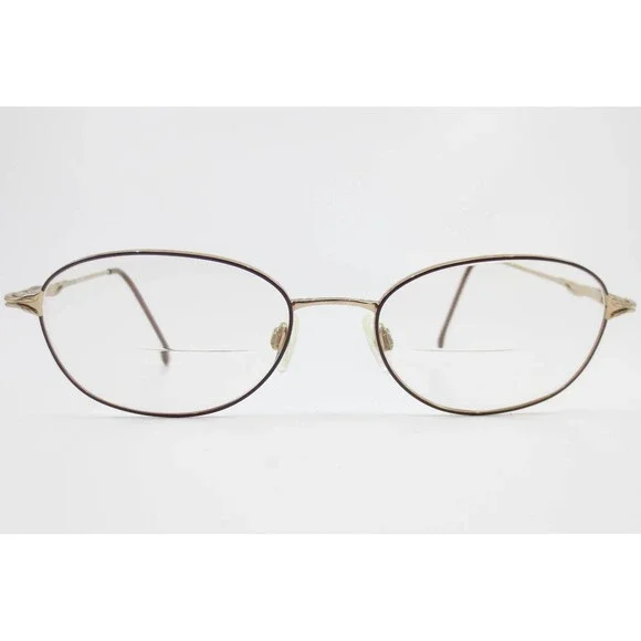 Marchon Tres Jolie 31 Eyeglasses Wine Gold Oval Frames Filigree Temples 140mm
