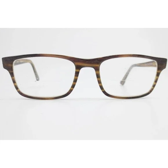 Rickey Smiley Eyewear RS 110 Brown Striped Rectangular Eyeglass Frames 54-18-140