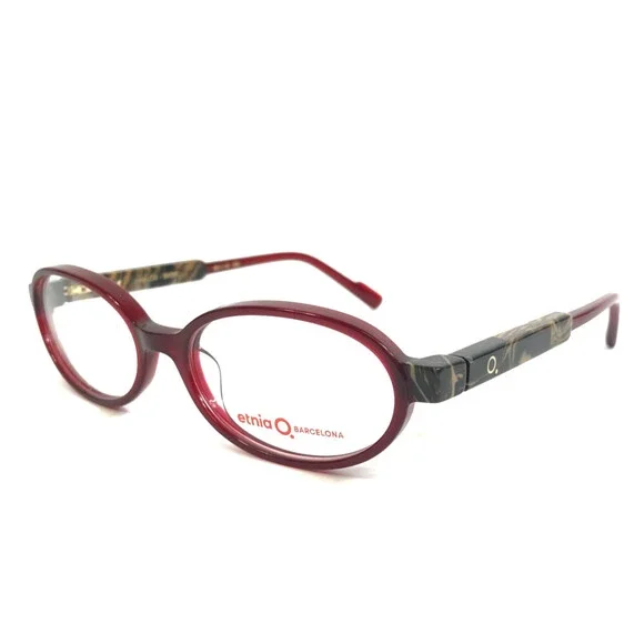 Etnia Barcelona Eyeglasses Frames HALOS BXBR Bordeaux Brown Marble 53-16-138
