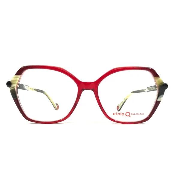 Etnia Barcelona Eyeglasses Frames CIANE RDHO Red Horn Yellow Full Rim 53-15-1