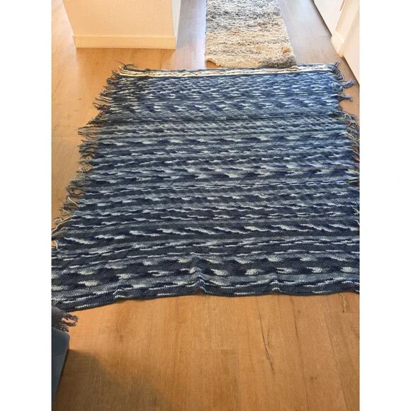 Vintage Homemade Crochet Throw Afghan Blue Pattern 60 × 72