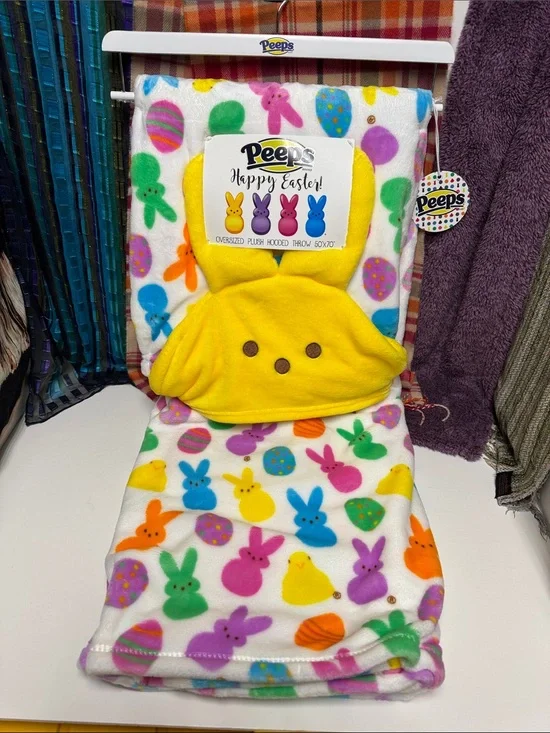 Oversized Peeps Bunny Hooded Blanket - Easter Plush Throw