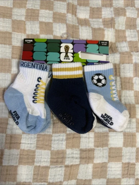 Kids 3-Pack Soccer Crew Socks - Light Blue, White & Navy
