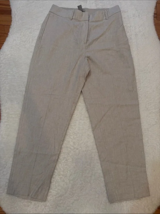Women’s Light Beige Casual Linen Dress Pants