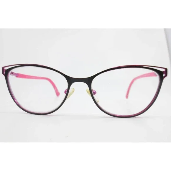 Betsey Johnson MAMMA MIA! BLK Cat Eye Eyeglasses Black Purple Floral 52-17-135