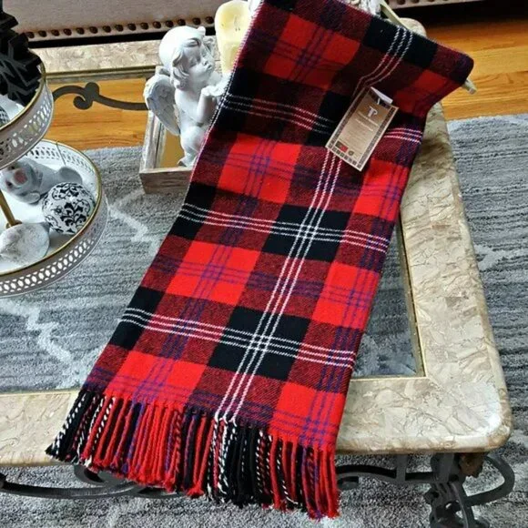 NEW! PORTUGAL Plaid FRINGE BLANKET THROW