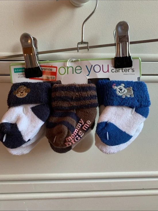 Carter's Baby Sock Booties Set - Navy, Brown, White