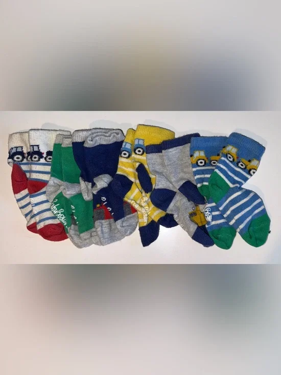 Bundle of Baby Boden socks 6-12 months tractors and stripes