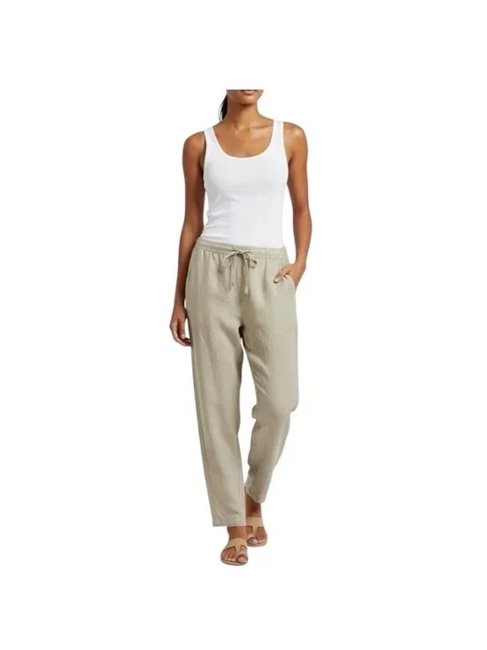 H&M Tapered Linen Drawstring Pants Beige Size XXL Beach Coastal Vacation Summer