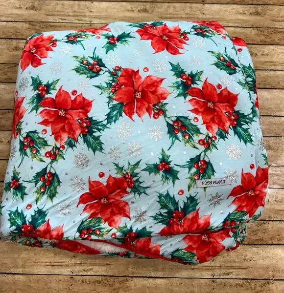 Posh Peanut Winter Lily Poinsettia Plush Luxe Patoo Bamboo Blanket 60x60