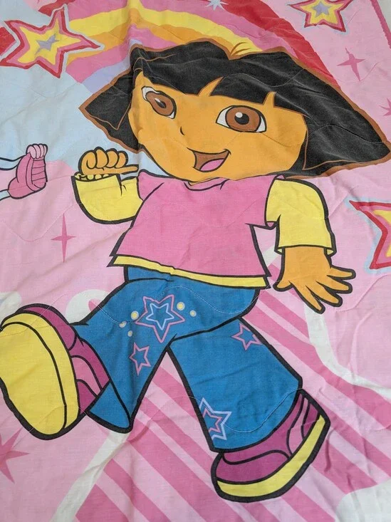 Vintage Dora The Explorer Toddler Quilt Blanket With Dora And Boots Y2K