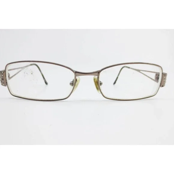 Versace Eyeglasses Medusa Rhinestone Metal Rectangular Frame Bronze 36045