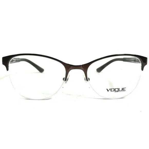 Vogue Eyeglasses Frames VO3998 934 Brown Round Cat Eye Half Rim 52-19-140