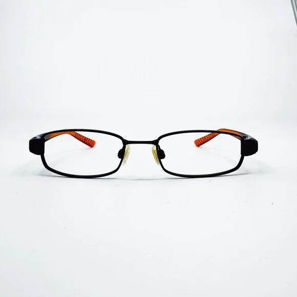 Nike Eyeglasses Mens Black Orange Rectangular NIKE 4166 008 48-18-140