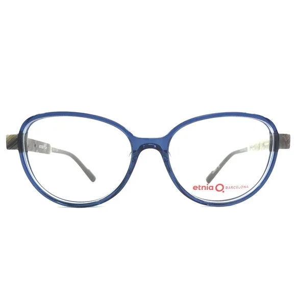 Etnia Barcelona Eyeglasses Frames ASTERIA BLGY Blue Gray Horn Cat Eye 52-16-138