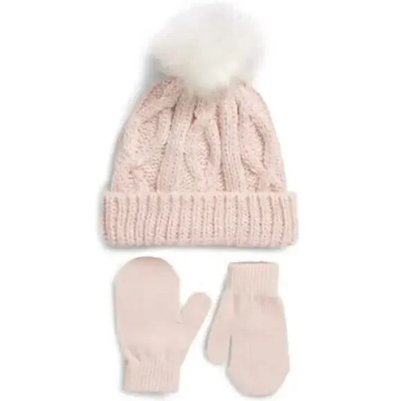 Capelli New‎ York Toddlers 2 Piece Hat & Mittens Pink Metallic 2T-4T Nordstroms