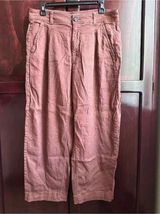 European Flax Linen Blend Everlane Wide Leg Pants in a Rust Colorway