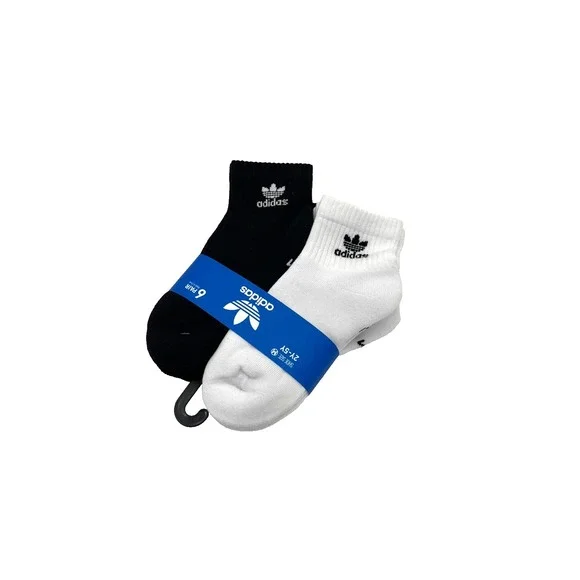 Adidas Youth Quarter Ankle Socks Black & White Pack of‎ 6 Size 2Y-5Y M EV6421B