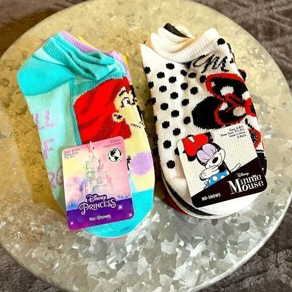Disney girls socks Minnie Mouse & Princess 6-8 1/2