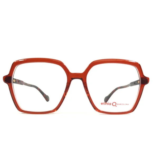 Etnia Barcelona Eyeglasses Frame KORE OG Orange Red Geometric Full Rim 54-17-138