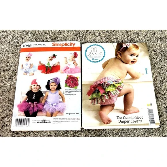 Simplicity #1956 & Elle #K102 baby tutu & appliques sewing patterns (both uncut)