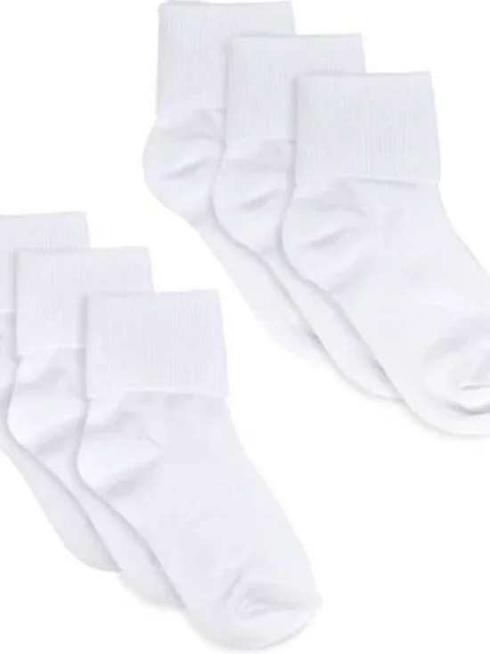 Socks cuff 6 pair girls new size M 10.5-4 white 97% polyester 3% spandex George
