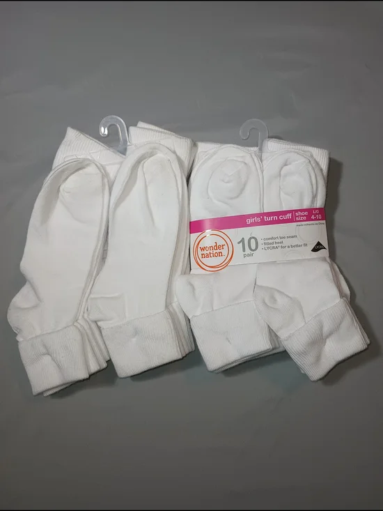 Wonder Nation Girls' Turn Cuff White Socks (2)