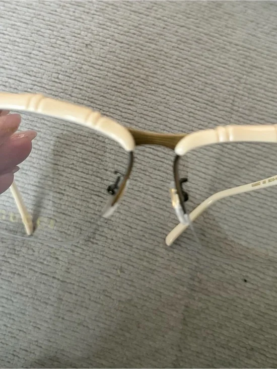 Ivory Rimless Glasses with Gold Bridge