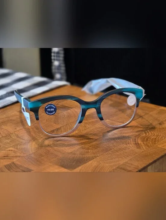 Peepers Georgia Blue Horn Gold Blue Light Glasses - Non-Powered
