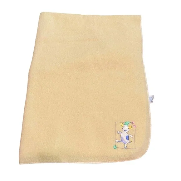 Vintage Carters Emu Namae John Lennon Dog Clown Circus Yellow Fleece Blanket USA