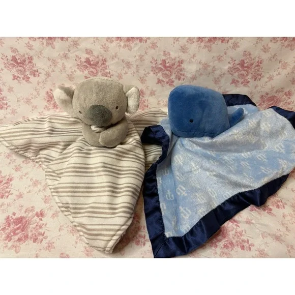 Baby Lovey Security Blanket Lot Cloud Island Whale & Carter's Koala Plush