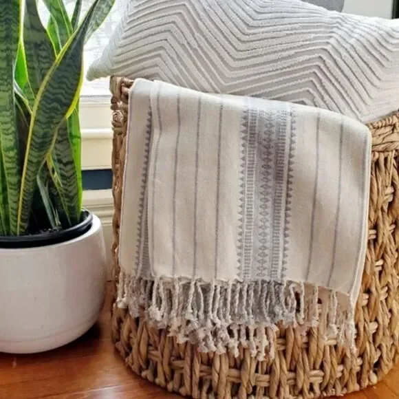 Urban 86 Super Soft Tan & Ivory 100% Cotton Throw Blanket