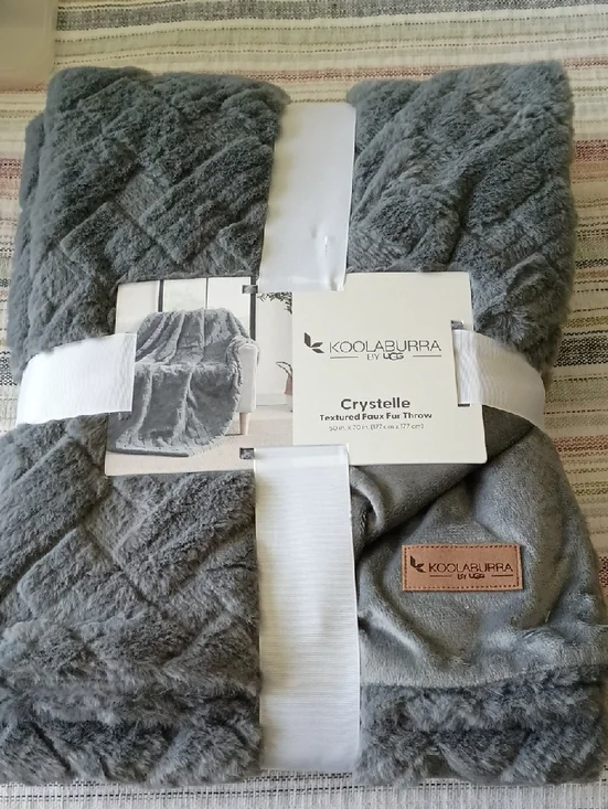 Koolaburra Crystelle Textured Faux Fur Throw in Gray